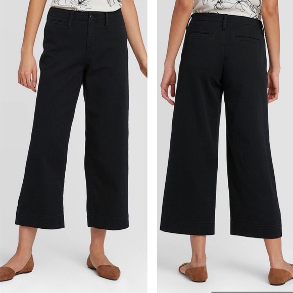 NWT A New Day Black High Rise Wide Leg Crop Pants - Picture 2 of 11